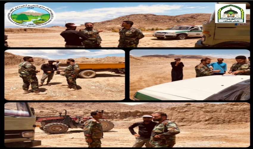 جیرفت/جلوگیری از برداشت غیر مجاز شن و ماسه در اراضی ملی شهرستان جیرفت