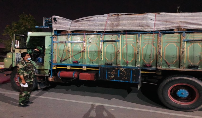 کشف و ضبط ۱٠ تُن چوب بدون مجوز حمل در شهرستان جیرفت