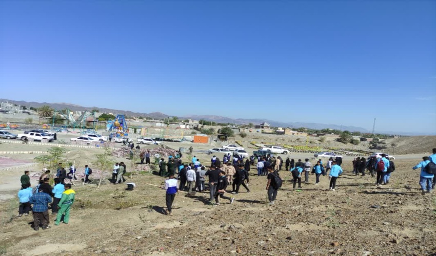 منوجان/غرس ۲۳٠٠ اصله نهال گونه های جنگلی و بیابانی در شهرستان منوجان